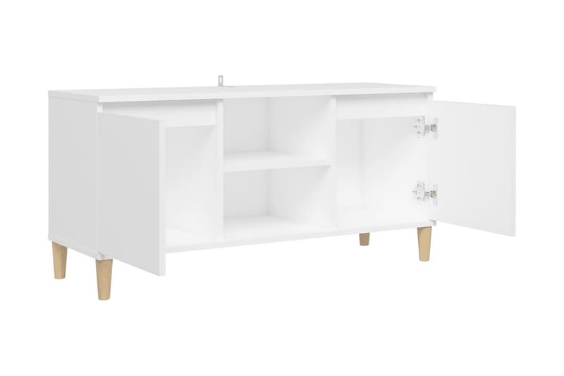 TV-bänk med massiva ben vit 103,5x35x50 cm - Vit - Möbler - Tv möbel & mediamöbel - TV bänk & mediabänk