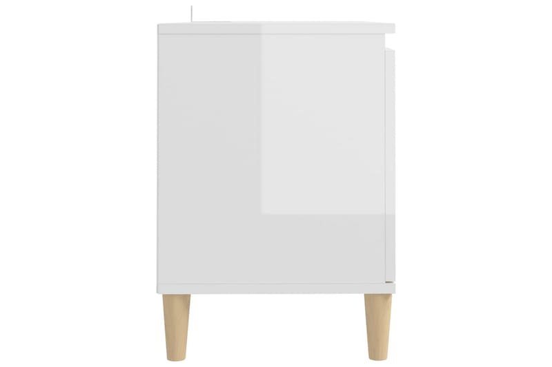TV-bänk med massiva ben vit högglans 103,5x35x50 cm - Vit - TV bänk & mediabänk