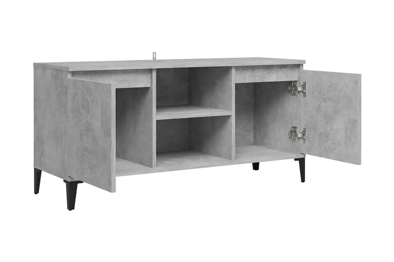 TV-bänk med metallben betonggrå 103,5x35x50 cm - Grå - Möbler - Tv möbel & mediamöbel - TV bänk & mediabänk