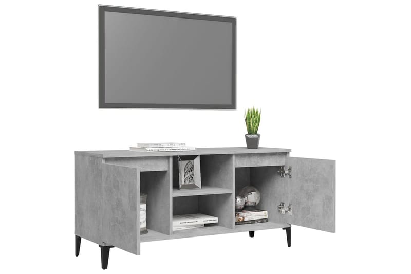 TV-bänk med metallben betonggrå 103,5x35x50 cm - Grå - Möbler - Tv möbel & mediamöbel - TV bänk & mediabänk