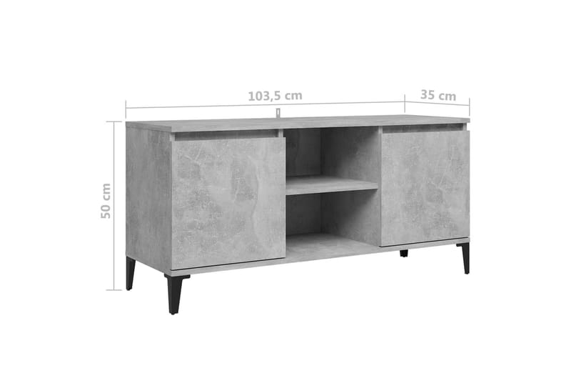 TV-bänk med metallben betonggrå 103,5x35x50 cm - Grå - Möbler - Tv möbel & mediamöbel - TV bänk & mediabänk