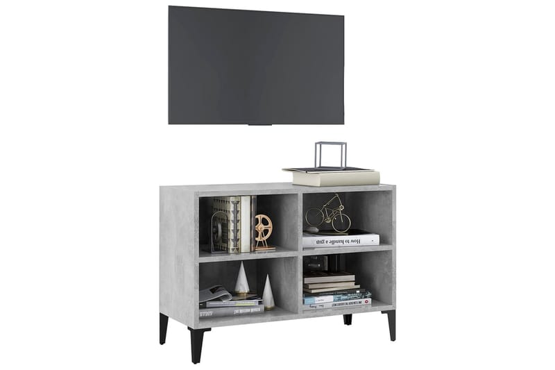 TV-bänk med metallben betonggrå 69,5x30x50 cm - Grå - Möbler - Tv möbel & mediamöbel - TV bänk & mediabänk