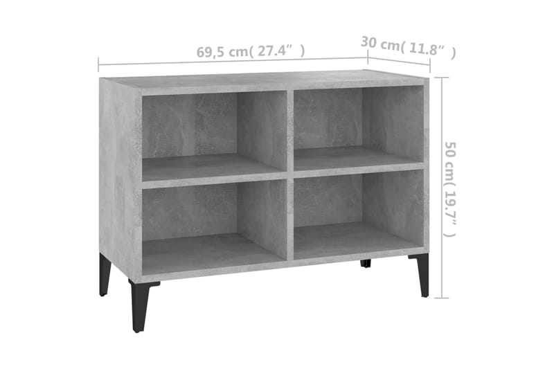 TV-bänk med metallben betonggrå 69,5x30x50 cm - Grå - Möbler - Tv möbel & mediamöbel - TV bänk & mediabänk