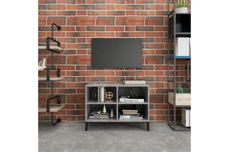 TV-bänk med metallben betonggrå 69,5x30x50 cm - Grå - Möbler - Tv möbel & mediamöbel - TV bänk & mediabänk