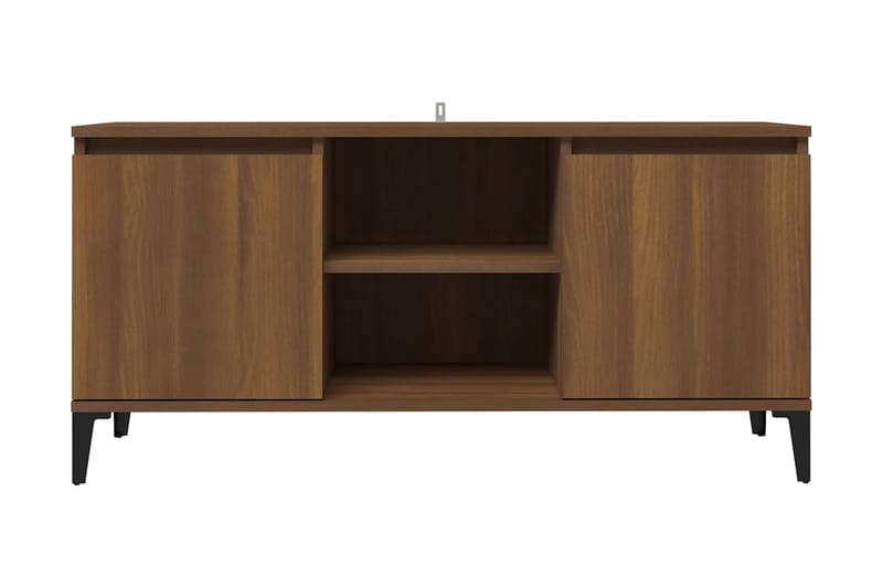 TV-bänk med metallben brun ek 103,5x35x50 cm - Brun - Möbler - Tv möbel & mediamöbel - TV bänk & mediabänk