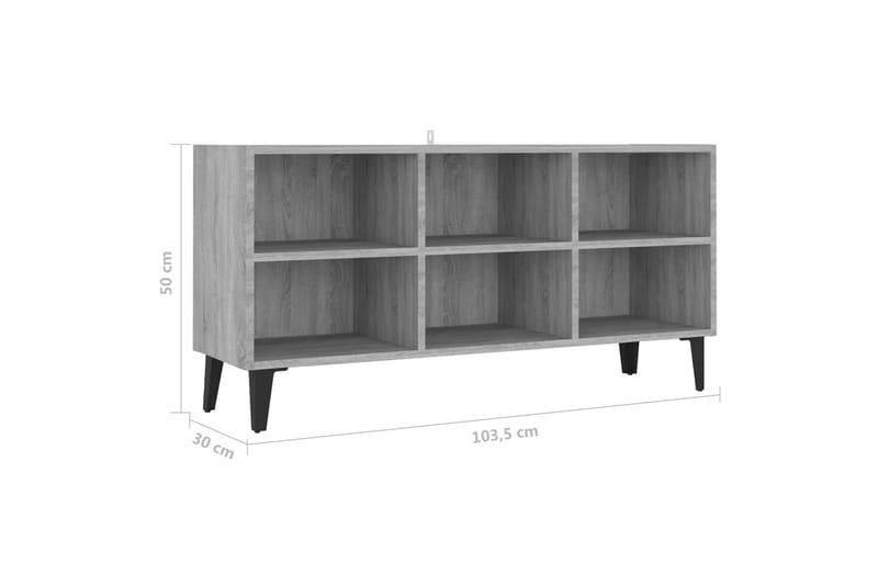TV-bänk med metallben grå sonoma-ek 103,5x30x50 cm - Grå - Möbler - Tv möbel & mediamöbel - TV bänk & mediabänk