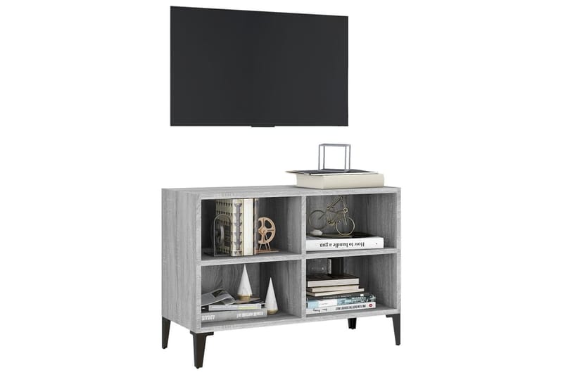 TV-bänk med metallben grå sonoma-ek 69,5x30x50 cm - Grå - Möbler - Tv möbel & mediamöbel - TV bänk & mediabänk