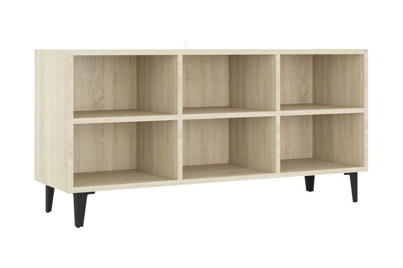 TV-bänk med metallben sonoma-ek 103,5x30x50 cm - Brun - Möbler - Tv möbel & mediamöbel - TV bänk & mediabänk