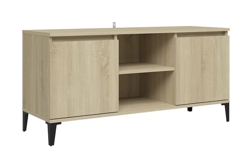 TV-bänk med metallben sonoma-ek 103,5x35x50 cm - Brun - Möbler - Tv möbel & mediamöbel - TV bänk & mediabänk