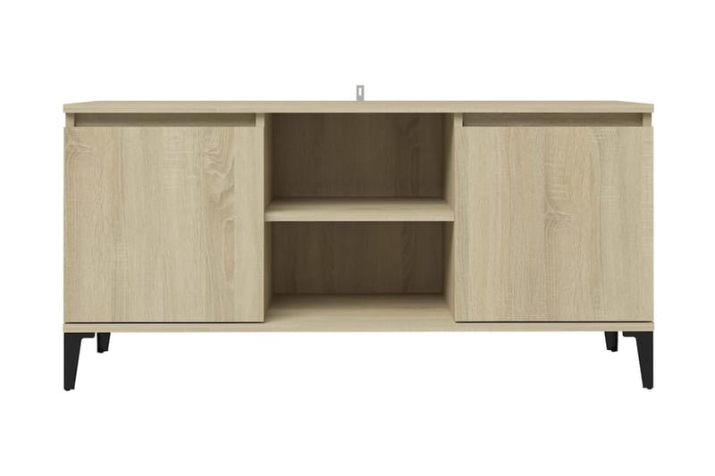 TV-bänk med metallben sonoma-ek 103,5x35x50 cm - Brun - Möbler - Tv möbel & mediamöbel - TV bänk & mediabänk