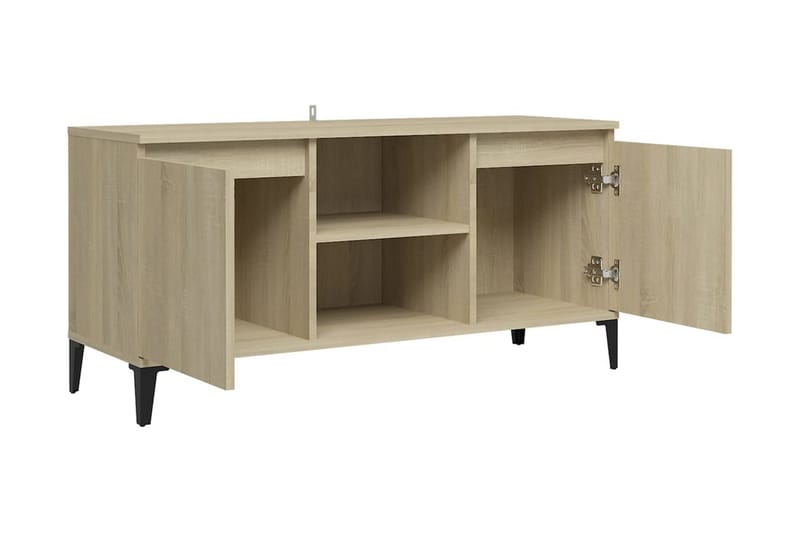 TV-bänk med metallben sonoma-ek 103,5x35x50 cm - Brun - Möbler - Tv möbel & mediamöbel - TV bänk & mediabänk