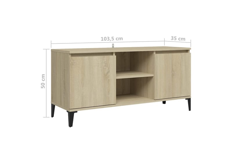 TV-bänk med metallben sonoma-ek 103,5x35x50 cm - Brun - Möbler - Tv möbel & mediamöbel - TV bänk & mediabänk