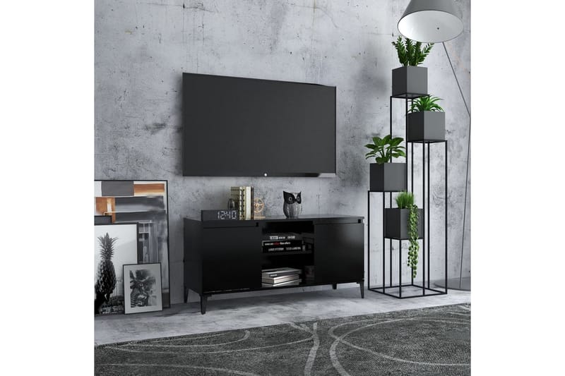 TV-bänk med metallben svart 103,5x35x50 cm - Svart - Möbler - Tv möbel & mediamöbel - TV bänk & mediabänk