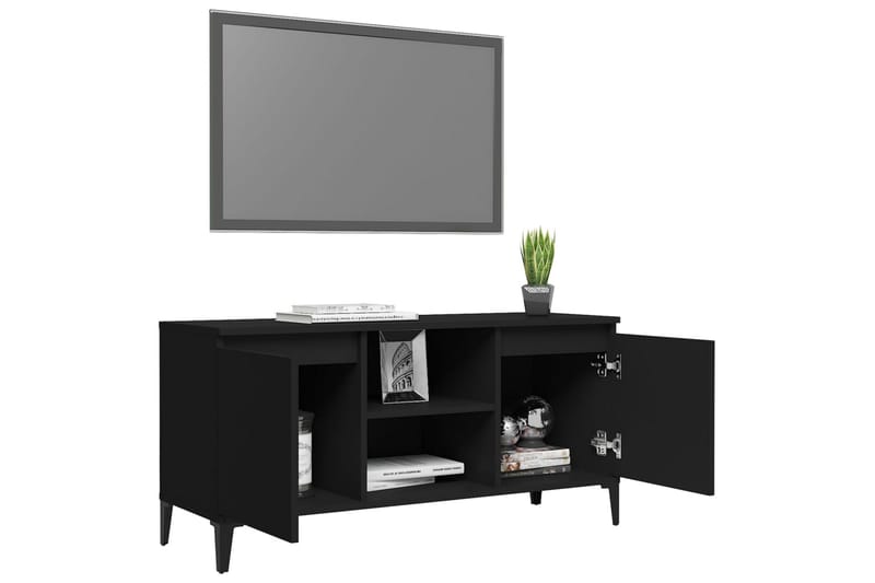 TV-bänk med metallben svart 103,5x35x50 cm - Svart - Möbler - Tv möbel & mediamöbel - TV bänk & mediabänk