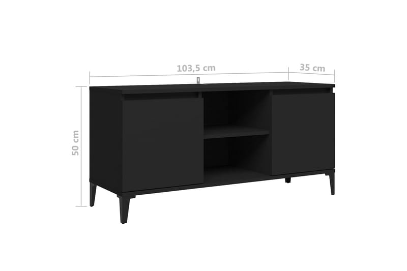 TV-bänk med metallben svart 103,5x35x50 cm - Svart - Möbler - Tv möbel & mediamöbel - TV bänk & mediabänk