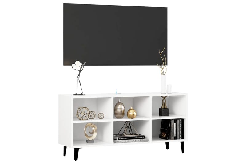TV-bänk med metallben vit 103,5x30x50 cm - Vit - Möbler - Tv möbel & mediamöbel - TV bänk & mediabänk