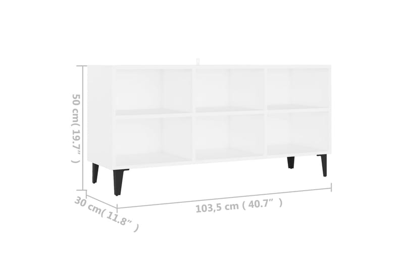 TV-bänk med metallben vit 103,5x30x50 cm - Vit - Möbler - Tv möbel & mediamöbel - TV bänk & mediabänk
