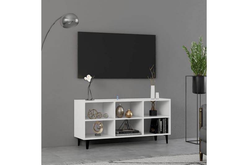 TV-bänk med metallben vit 103,5x30x50 cm - Vit - Möbler - Tv möbel & mediamöbel - TV bänk & mediabänk