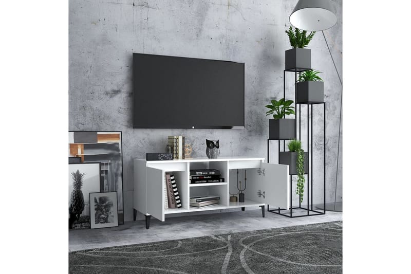 TV-bänk med metallben vit 103,5x35x50 cm - Vit - Möbler - Tv möbel & mediamöbel - TV bänk & mediabänk