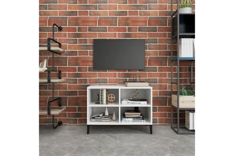 TV-bänk med metallben vit 69,5x30x50 cm - Vit - Möbler - Tv möbel & mediamöbel - TV bänk & mediabänk