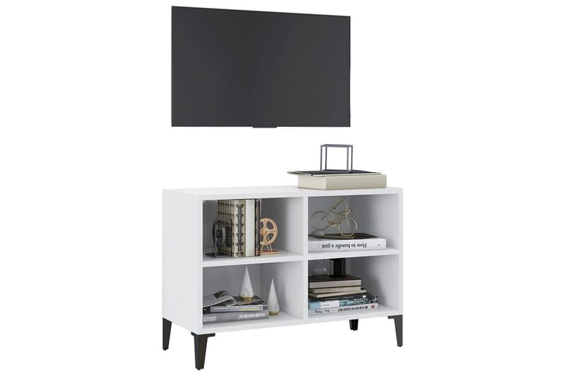 TV-bänk med metallben vit 69,5x30x50 cm - Vit - Möbler - Tv möbel & mediamöbel - TV bänk & mediabänk