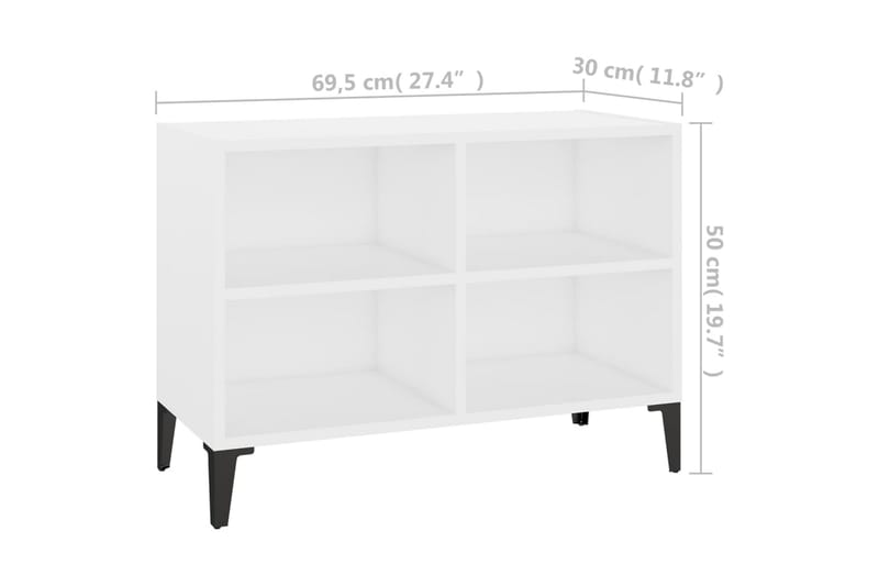 TV-bänk med metallben vit 69,5x30x50 cm - Vit - Möbler - Tv möbel & mediamöbel - TV bänk & mediabänk