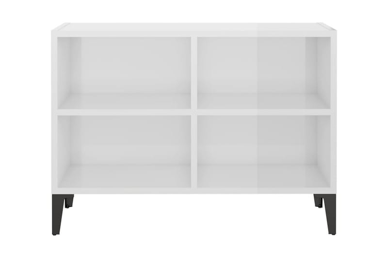 TV-bänk med metallben vit högglans 69,5x30x50 cm - Vit - TV bänk & mediabänk