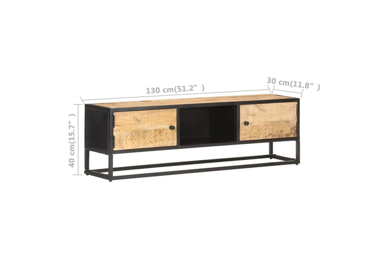 TV-bänk med snidad dörr 130x30x40 cm grovt mangoträ - Brun - Möbler - Tv möbel & mediamöbel - TV bänk & mediabänk