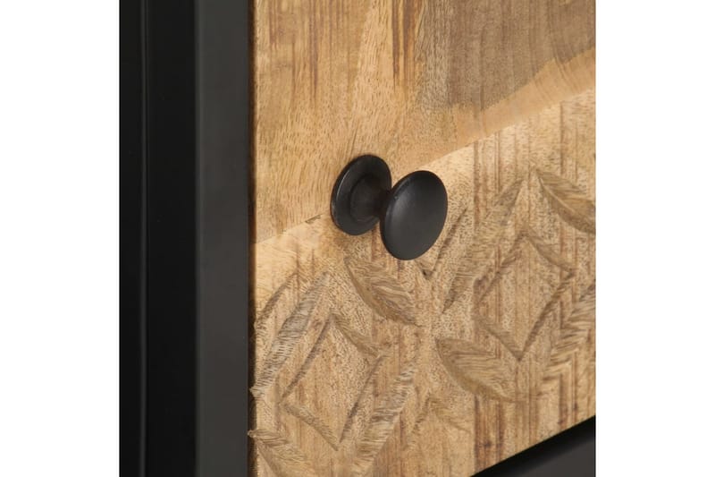TV-bänk med snidad dörr 90x30x40 cm grovt mangoträ - Brun - Möbler - Tv möbel & mediamöbel - TV bänk & mediabänk