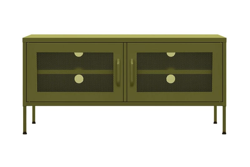 Tv-bänk olivgrön 105x35x50 cm stål - Grön - Möbler - Tv möbel & mediamöbel - TV bänk & mediabänk