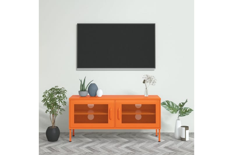 Tv-bänk orange 105x35x50 cm stål - Orange - TV bänk & mediabänk