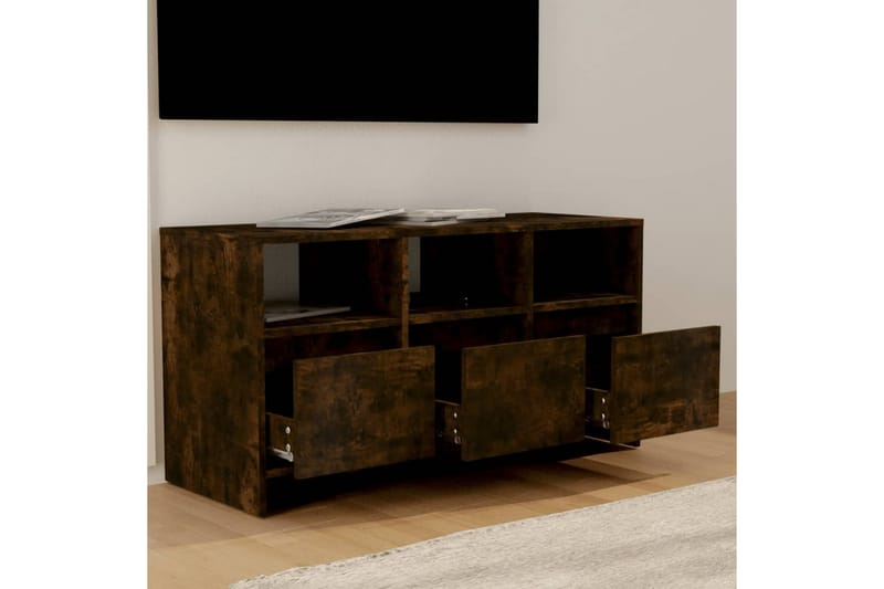 TV-bänk rökfärgad ek 102x37,5x52,5 cm spånskiva - Brun - TV bänk & mediabänk
