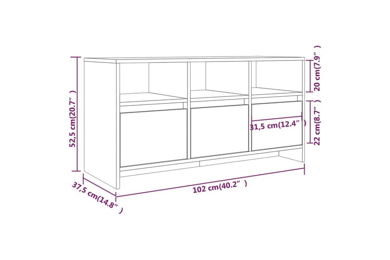 TV-bänk rökfärgad ek 102x37,5x52,5 cm spånskiva - Brun - Möbler - Tv möbel & mediamöbel - TV bänk & mediabänk