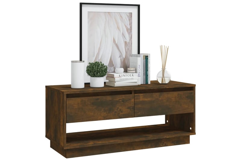 TV-bänk rökfärgad ek 102x41x44 cm spånskiva - Brun - Möbler - Tv möbel & mediamöbel - TV bänk & mediabänk