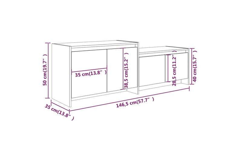 TV-bänk rökfärgad ek 146,5x35x50 cm spånskiva - Brun - Möbler - Tv möbel & mediamöbel - TV bänk & mediabänk