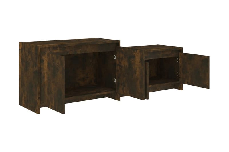 TV-bänk rökfärgad ek 146,5x35x50 cm spånskiva - Brun - Möbler - Tv möbel & mediamöbel - TV bänk & mediabänk