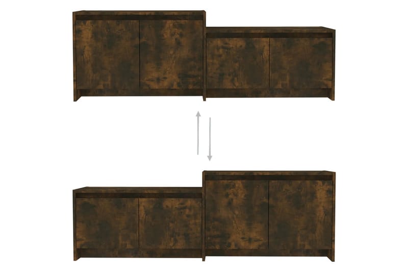 TV-bänk rökfärgad ek 146,5x35x50 cm spånskiva - Brun - Möbler - Tv möbel & mediamöbel - TV bänk & mediabänk