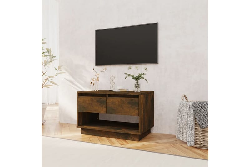 TV-bänk rökfärgad ek 70x41x44 cm spånskiva - Brun - TV bänk & mediabänk