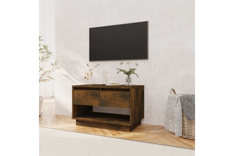 TV-bänk rökfärgad ek 70x41x44 cm spånskiva - Brun - Möbler - Tv möbel & mediamöbel - TV bänk & mediabänk