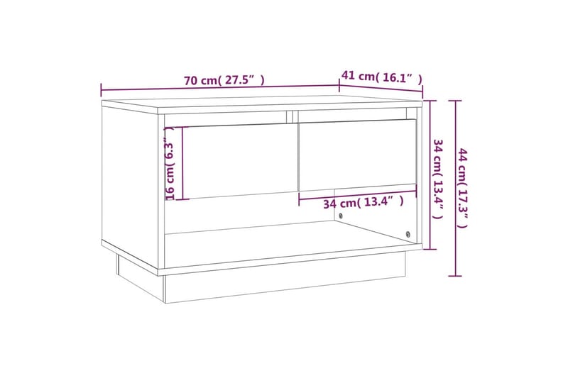 TV-bänk rökfärgad ek 70x41x44 cm spånskiva - Brun - TV bänk & mediabänk