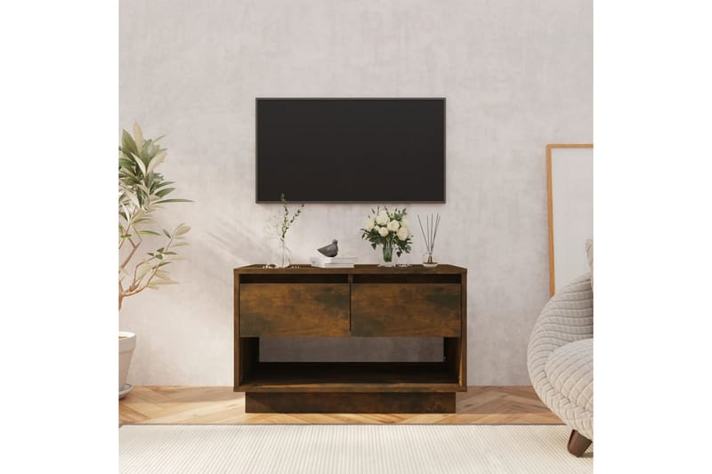 TV-bänk rökfärgad ek 70x41x44 cm spånskiva - Brun - TV bänk & mediabänk