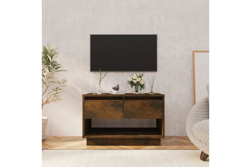 TV-bänk rökfärgad ek 70x41x44 cm spånskiva - Brun - Möbler - Tv möbel & mediamöbel - TV bänk & mediabänk