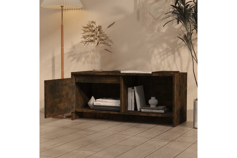 TV-bänk rökfärgad ek 90x35x40 cm spånskiva - Brun - Möbler - Tv möbel & mediamöbel - TV bänk & mediabänk