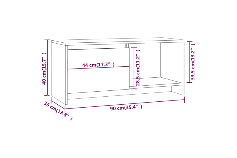 TV-bänk rökfärgad ek 90x35x40 cm spånskiva - Brun - TV bänk & mediabänk