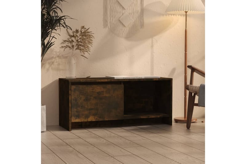 TV-bänk rökfärgad ek 90x35x40 cm spånskiva - Brun - Möbler - Tv möbel & mediamöbel - TV bänk & mediabänk