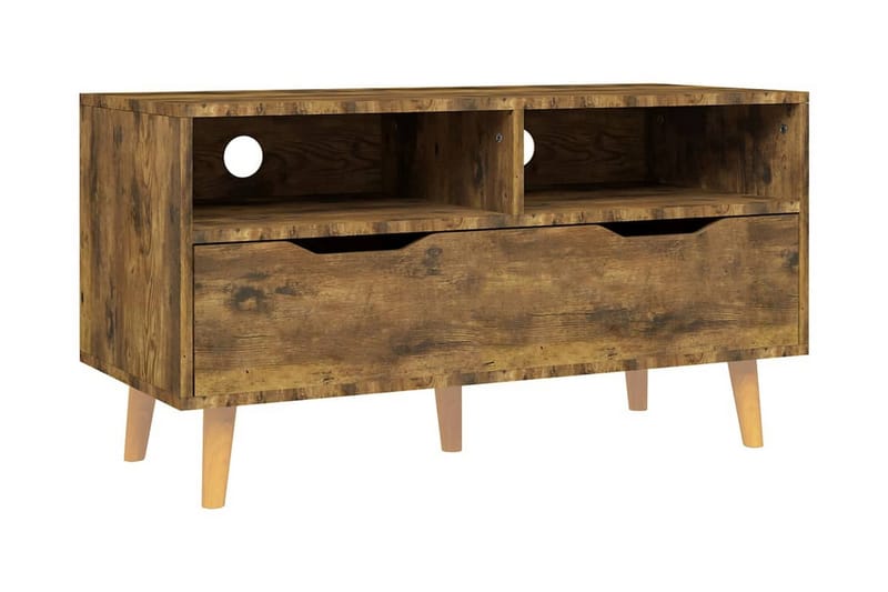 Tv-bänk rökt ek 90x40x48,5 cm spånskiva - Brun - Möbler - Tv möbel & mediamöbel - TV bänk & mediabänk