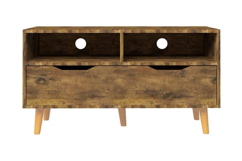 Tv-bänk rökt ek 90x40x48,5 cm spånskiva - Brun - Möbler - Tv möbel & mediamöbel - TV bänk & mediabänk