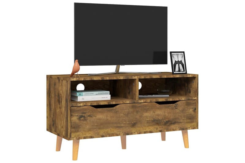 Tv-bänk rökt ek 90x40x48,5 cm spånskiva - Brun - Möbler - Tv möbel & mediamöbel - TV bänk & mediabänk
