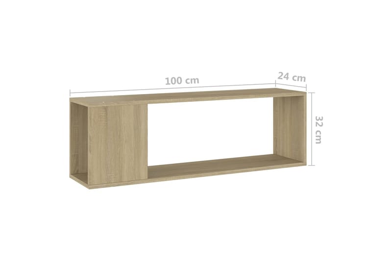 TV-bänk sonoma-ek 100x24x32 cm spånskiva - Brun - Möbler - Tv möbel & mediamöbel - TV bänk & mediabänk