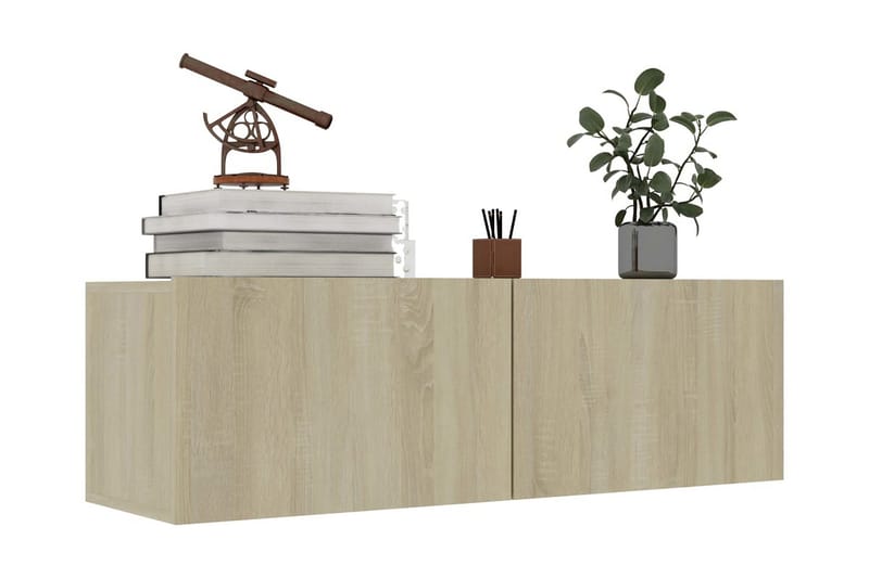 TV-bänk sonoma-ek 100x30x30 cm spånskiva - Brun - Möbler - Tv möbel & mediamöbel - TV bänk & mediabänk